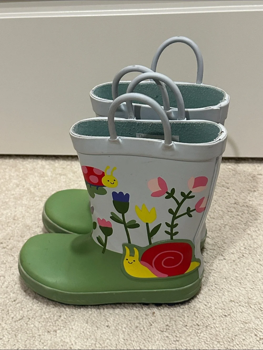 Cat & Jack Green Floral Pull-On Rain Boots for Kids